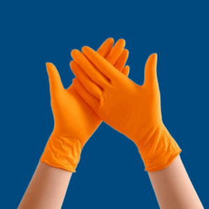 Orange Heavy Duty Diamond Grip Nitrile Gloves