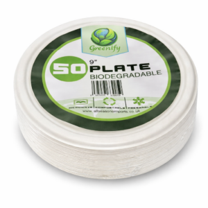 Greenify 9 Inch Round Biodegradable Bagasse Plain Plates