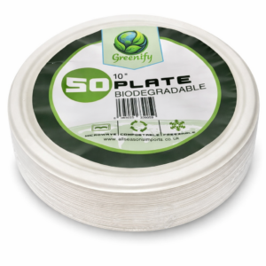 Greenify 10 Inch Round Biodegradable Bagasse Plain Plates