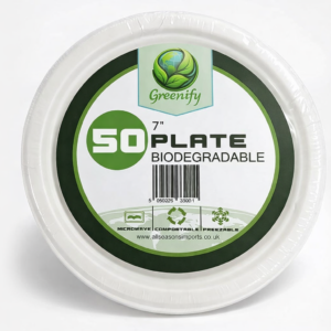 Greenify 7 Inch Round Biodegradable Bagasse Plain Plates