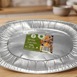 Greenify 22" Extra Large Oval Aluminium Foil Platter Trays (55.5 cm)