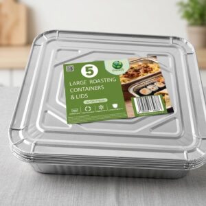 Greenify Premium Heavy-Duty 320mm Aluminium Roasting Containers and Lids